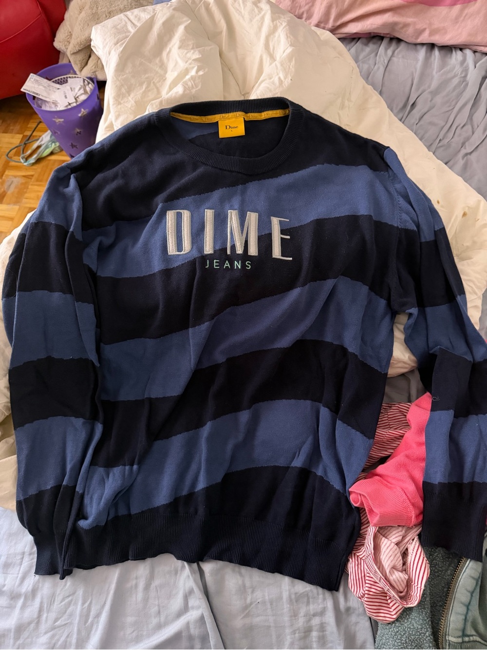 Dime Men’s Striped Crewneck Sweater in Navy/Blue